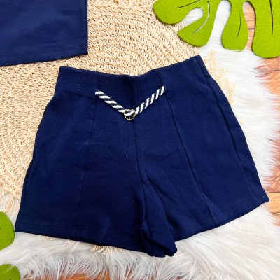 Conj. Regata e Short com Detalhe de Coração - Marinho